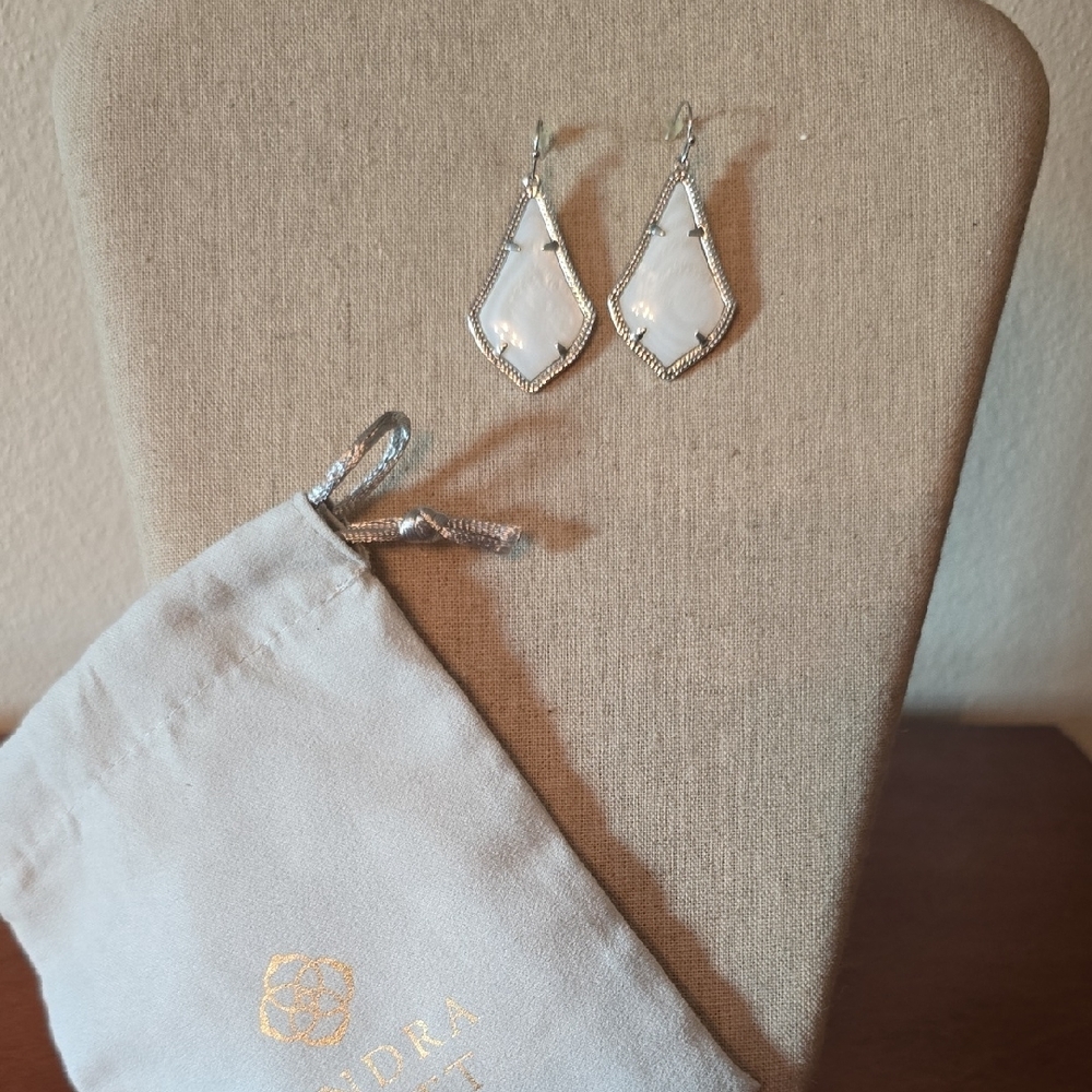Kendra Scott Silver and White Drop Earrings